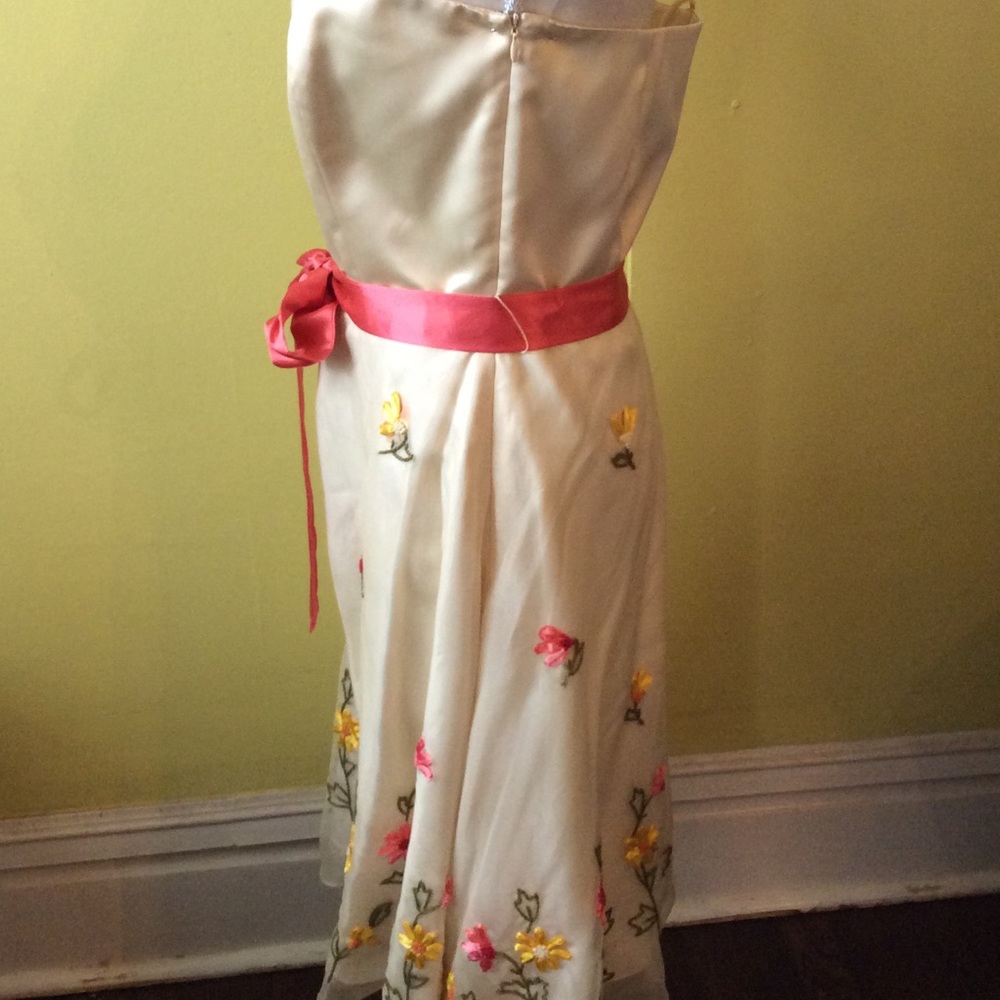 Spenser Jeremy Strapless Cream Floral Dress Sz 10 - Picture 3 of 15